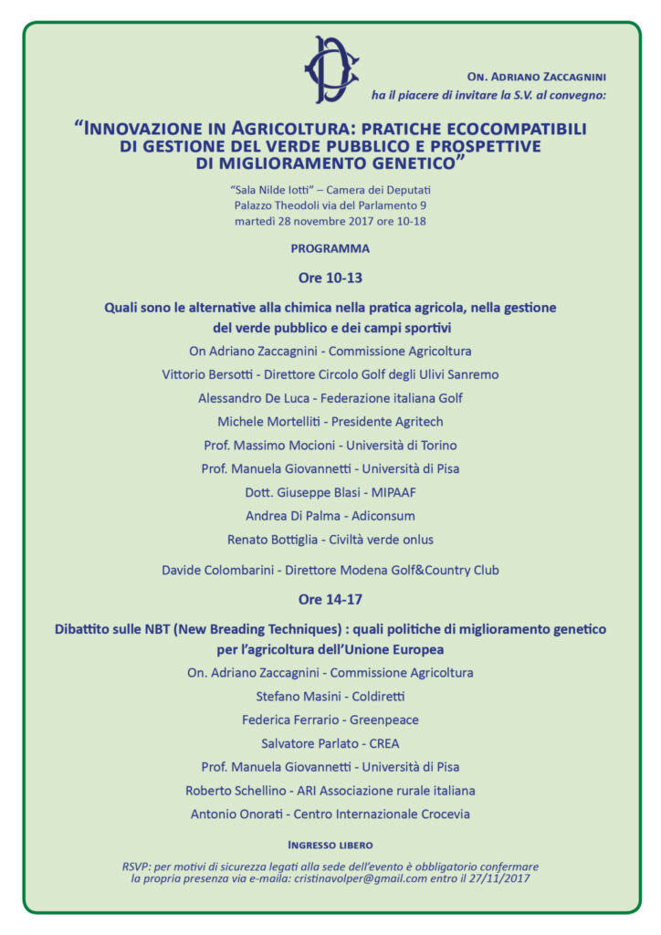 28 Novembre: Convegno pubblico sulle New Breeding Techniques