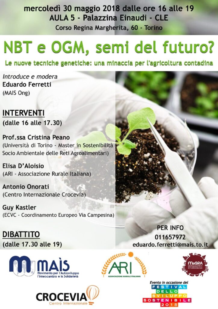 Nbt e Ogm, Semi Del Futuro? Incontro pubblico a Torino